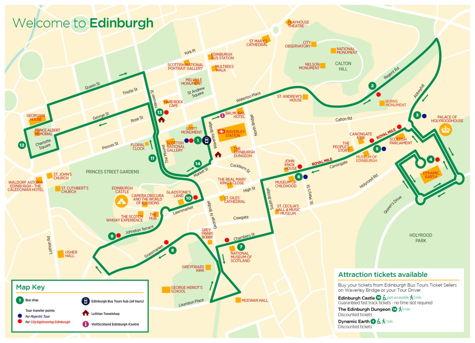 edinburgh tour bus route