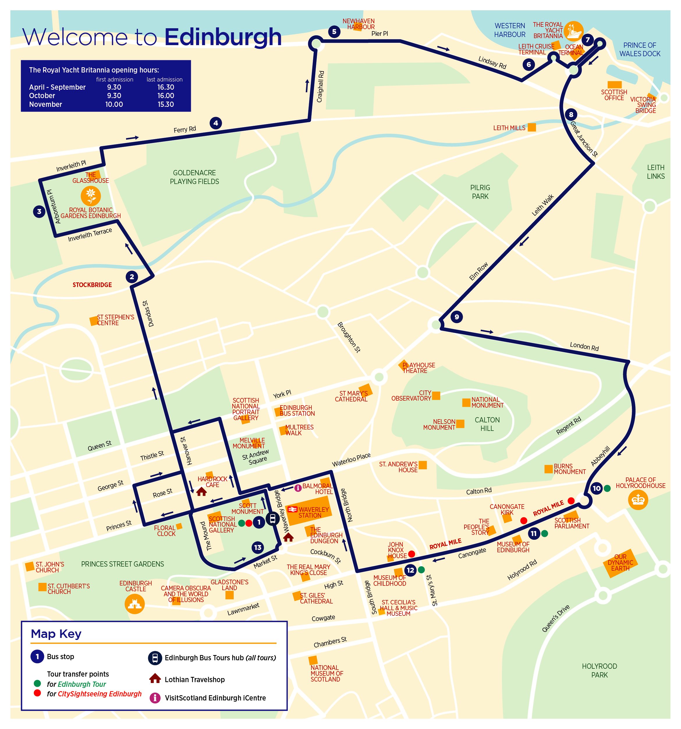 edinburgh bus tour route map