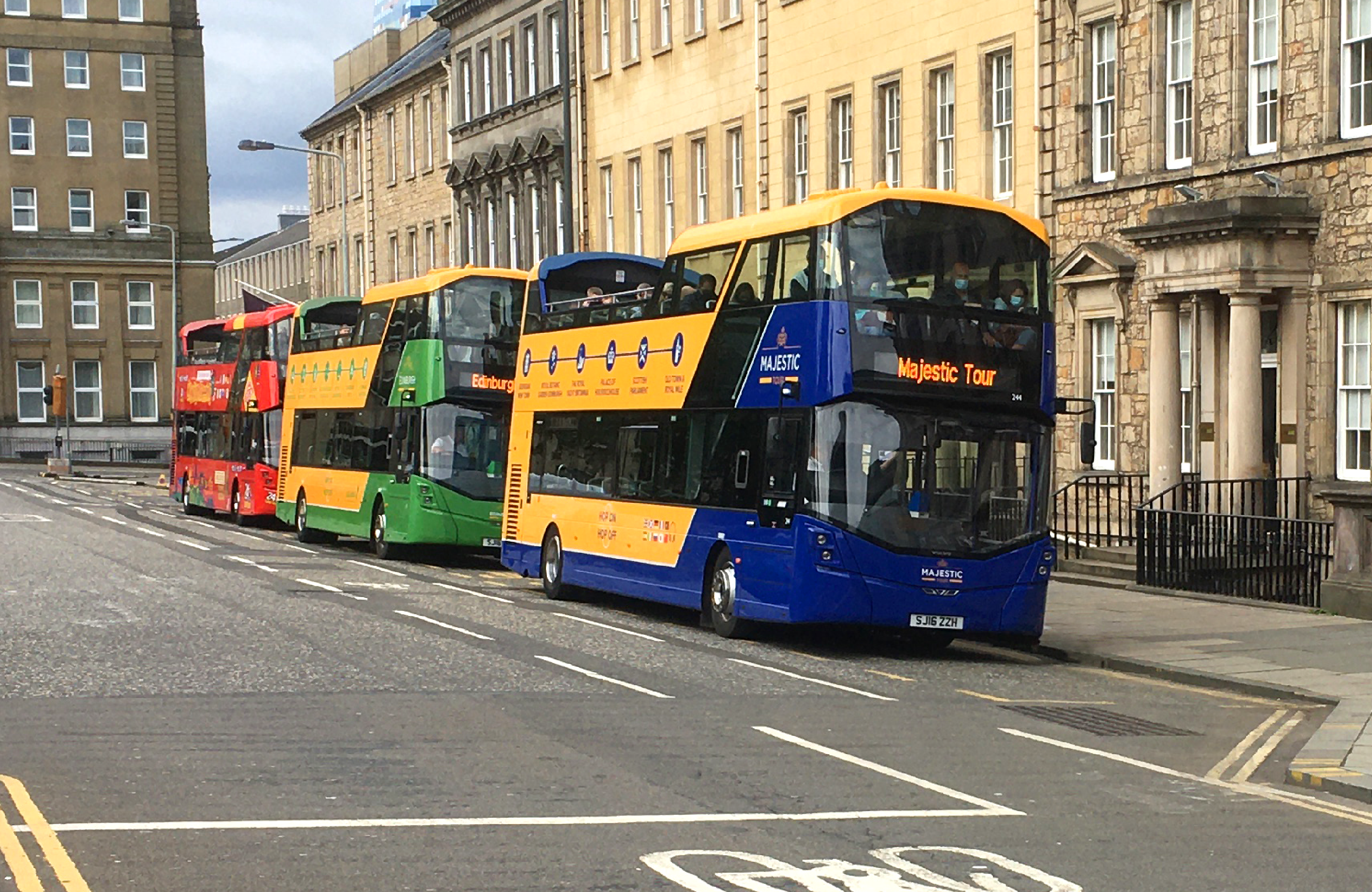 Edinburgh Tour Buses next to each other