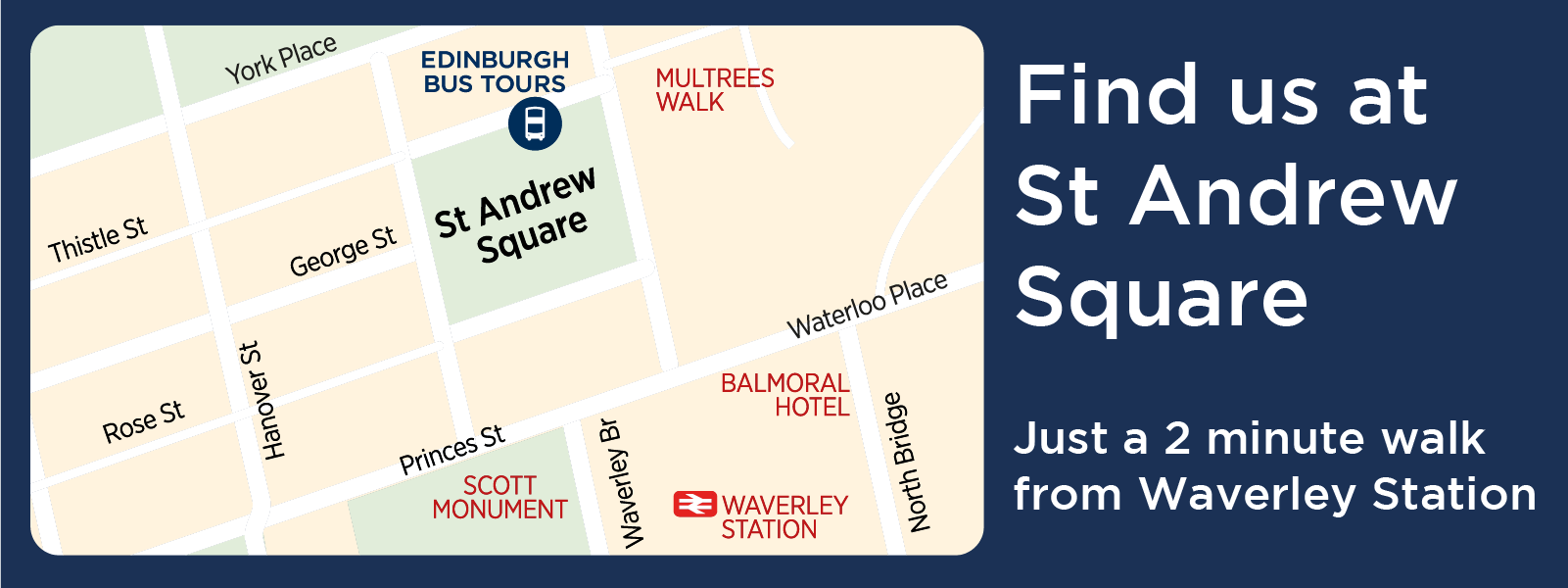 Click to find the bus tours location at St Andrew Square