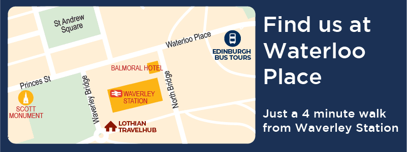 Find us at Waterloo Place. Close to Waverley Station. 