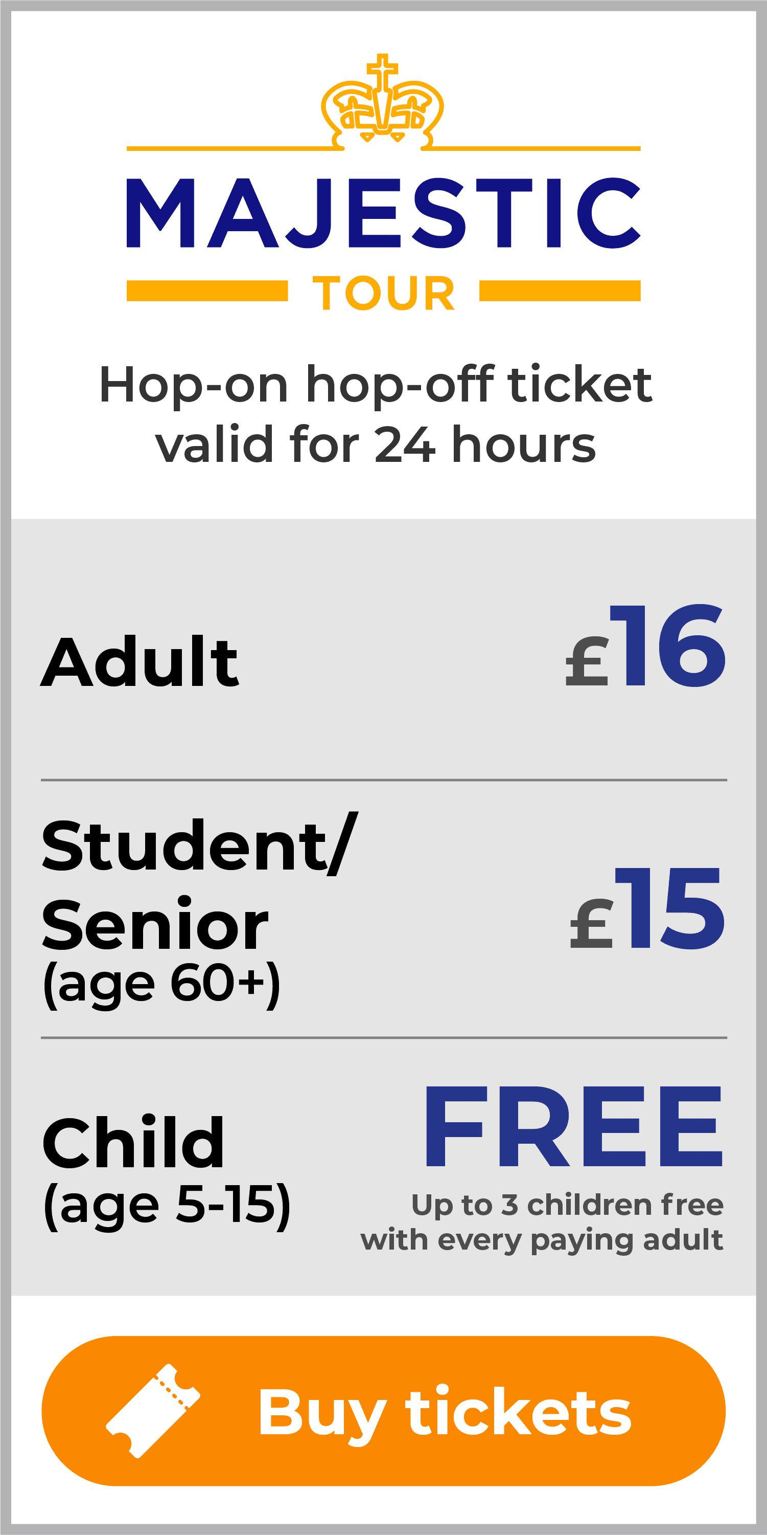 Majestic Tour Tickets £16 Adult £15 Senior child free