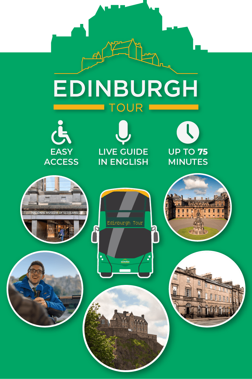 Edinburgh Tour - Easy access, live guide, up to 75 minutes tour.
