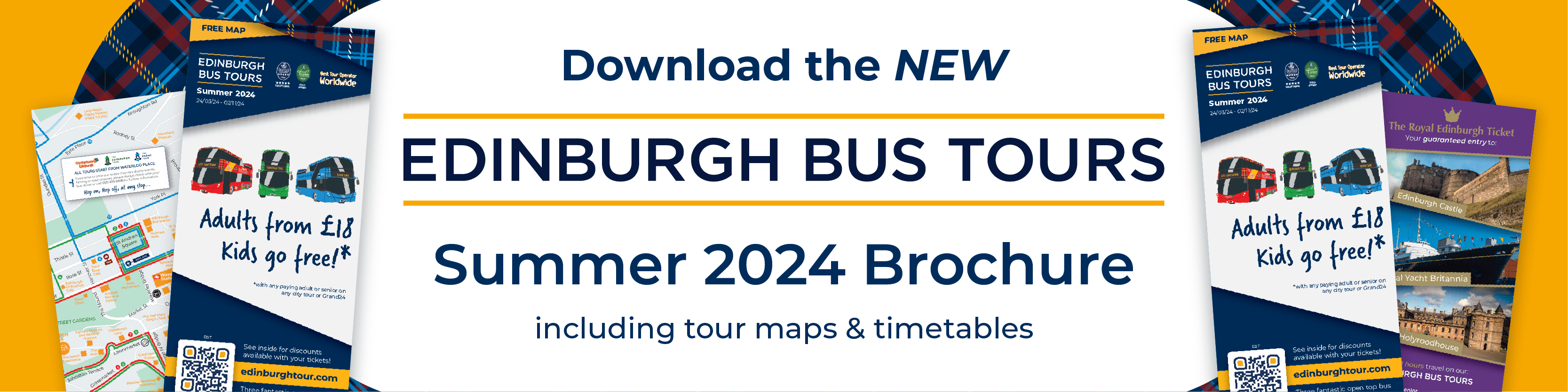 Click to download the New Edinburgh Bus Tours Summer 2024 Brochure including tour maps and timetables.
