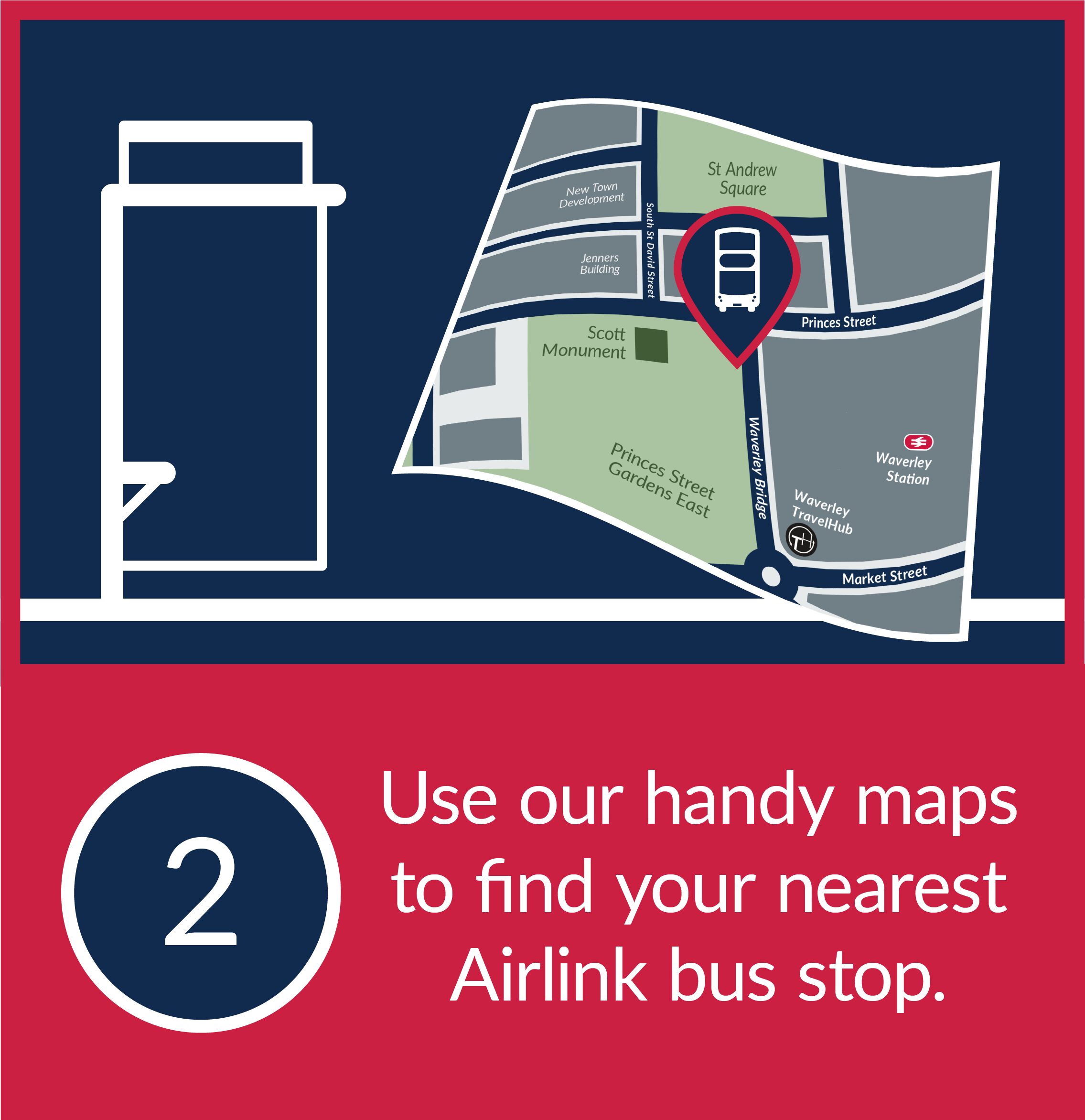 Step 2 - Use our handy maps to find your nearest Airlink bus stop.