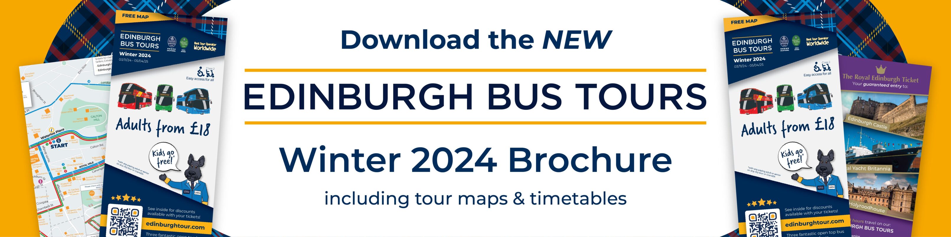 Click to download the New Edinburgh Bus Tours Summer 2024 Brochure including tour maps and timetables.